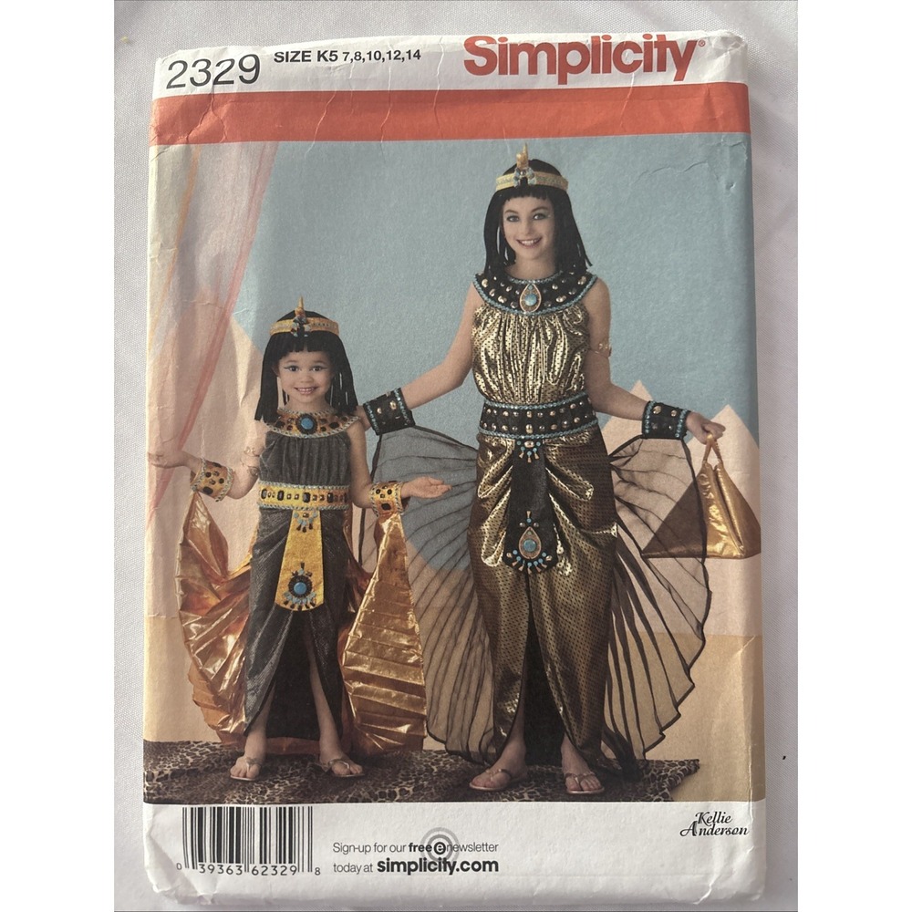 Simplicity 2329 Sewing Pattern Egyptian Costume Girls Size K5 7-14 Uncut